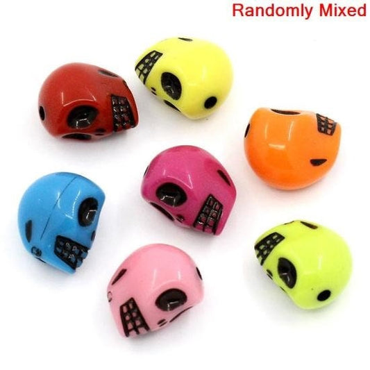 Skull Bead Acrylic mixed colors halloween skull series mixed color skull bed mix hollow bead