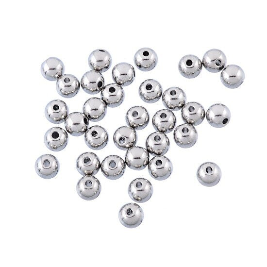 304 Stainless metal bead, 6mm spacer bead mix, heavy spacers in antique silver tone