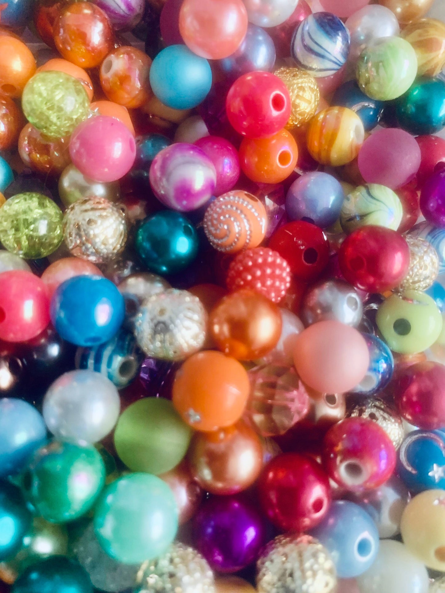 Bubblegum bead mix, 10mm assorted acrylic beads, mixed colors and styles