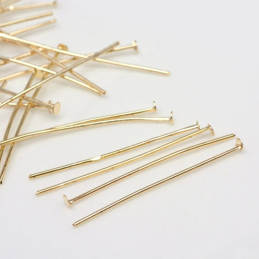 Gold flat head bead pins antique kc gold shade iron bead pins with flat head 42mm long tone pick sampler or larger packs