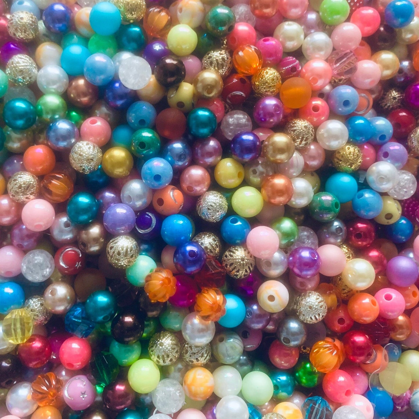 Bubblegum bead mix, 10mm assorted acrylic beads, mixed colors and styles