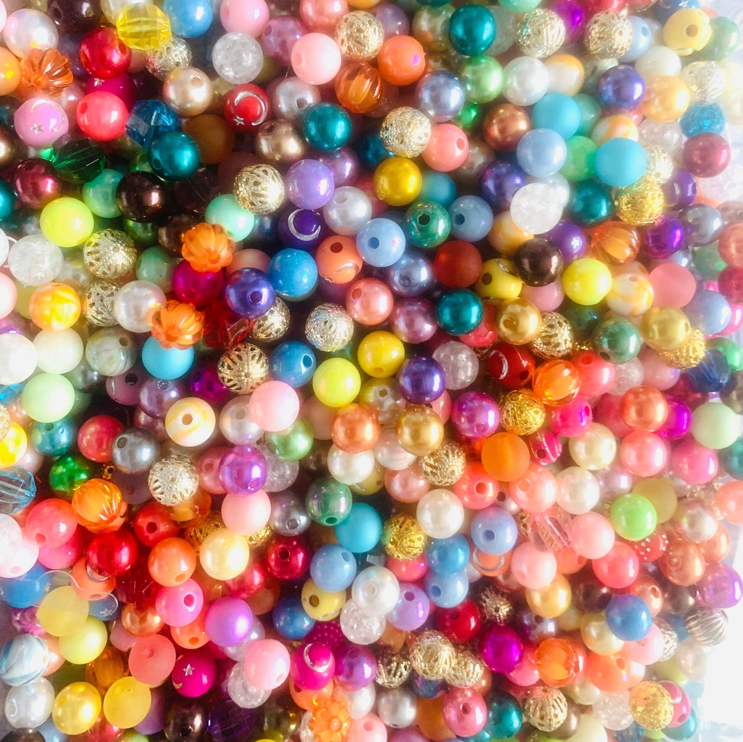 Bubblegum bead mix, 10mm assorted acrylic beads, mixed colors and styles