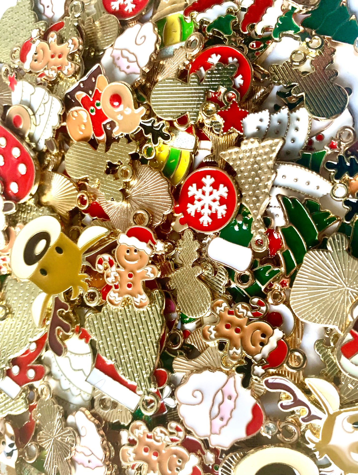 Christmas assorted enamel charms assorted styles bulk mix of colors and styles and sizes limited supply