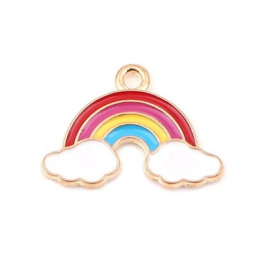 Rainbow cloud multicolor  charms enamel  gold backed charm adorable cloud puffs