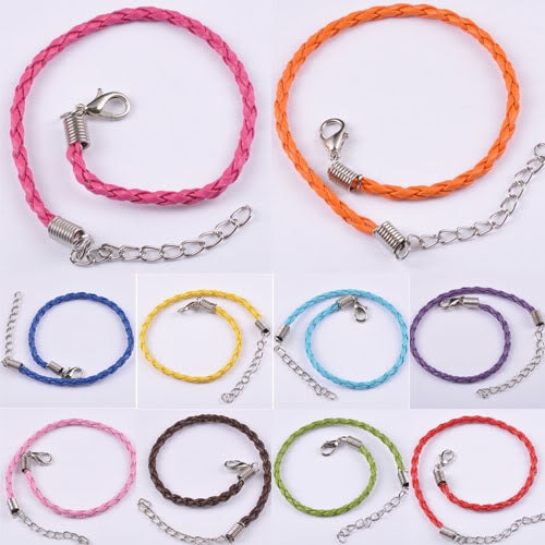 Braided bracelet for European style big hole beads in assorted colors