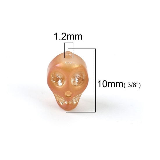 Skull glass bead mix, assorted colors in opaque and AB colors, Halloween skulls