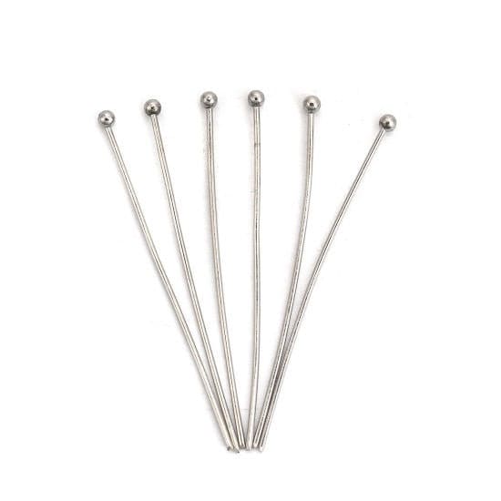 Ball head pins, 304 Stainless Steel, beading findings, 4cm silver bead pin