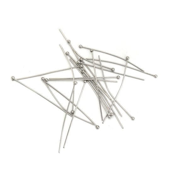 Ball head pins, 304 Stainless Steel, beading findings, 4cm silver bead pin