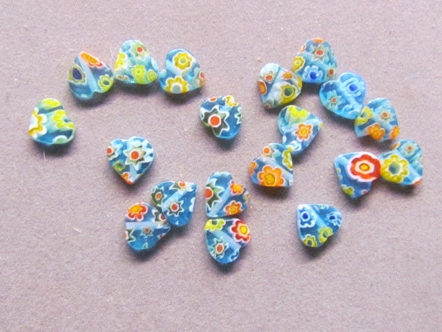 Millefiori Glass 8mm Heart Mixed Color Beads glass heart Spacer Focal bead fancy double sided